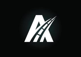 Letter A with road logo sing. The creative design concept for highway maintenance and construction. Transportation and traffic theme.