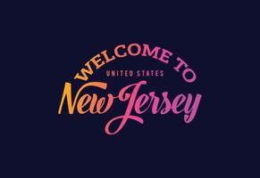 bienvenido a la ilustración de diseño de fuente creativa de texto de palabra de new jersey. cartel de bienvenida vector