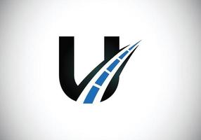 Letter U with road logo sing. The creative design concept for highway maintenance and construction. Transportation and traffic theme. vector