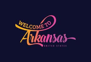 bienvenido a la ilustración de diseño de fuente creativa de texto de palabra de arkansas. cartel de bienvenida vector