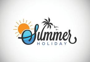 Summer holidays design concept vector illustration. Tropical beach scene.