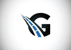 Letter G with road logo sing. The creative design concept for highway maintenance and construction. Transportation and traffic theme. vector