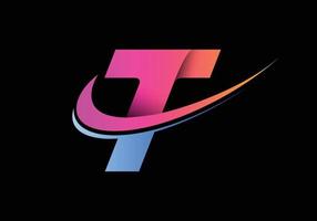 letra inicial t con una plantilla de logotipo swoosh. logotipo vectorial moderno para la identidad empresarial y empresarial. vector
