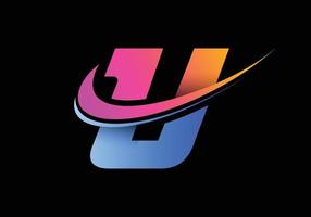 Initial letter U with a swoosh logo template. Modern vector logotype for business and company identity.