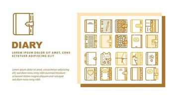 Diary Paper Stationery Accessory Landing Header Vector