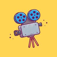 Camera Movie Cartoon Vector Icon Illustration. Movie Equipment Icon Concept Isolated Premium Vector. Flat Cartoon Style