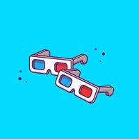 glasses 3D Movie Cartoon Vector Icon Illustration. Movie Equipment Icon Concept Isolated Premium Vector. Flat Cartoon Style