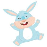 Cute blue hare jumping for joy vector