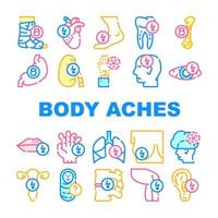 Body Aches Problem Collection Icons Set Vector