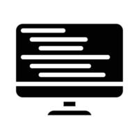 coding on computer screen glyph icon vector illustration