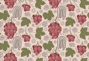 seamless pattern with grapes and leaves. vector