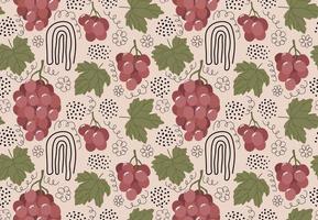 seamless pattern with grapes and leaves. vector