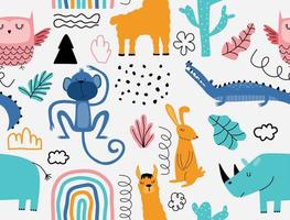 Vector seamless pattern with cute animal.