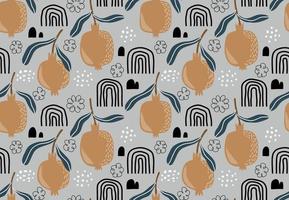 Seamless vector pattern with pomegranates and leaves