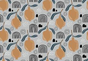 Seamless vector pattern with pomegranates and leaves