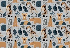 Vector seamless pattern with cute animal.