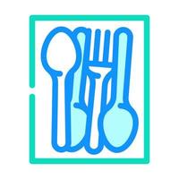 Ilustración de vector de icono de color de cuchara y tenedor de utensilios de cocina