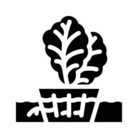 hidroponía planta agrícola glifo icono vector ilustración