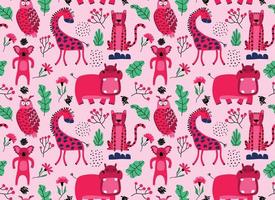 Vector seamless pattern with cute animal.