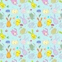 Seamless children's background with bunnies and cats vector