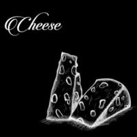 Sketch cheese to wine vector