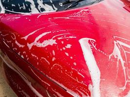 Car washing close up photo