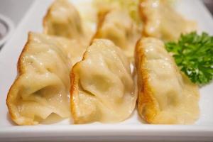 Gyoza dumplings with vegetables photo