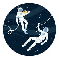 Astronauts In Spacesuit Flying Outer Space Vector