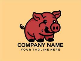 lindo logotipo de cerdo con fondo de color vector