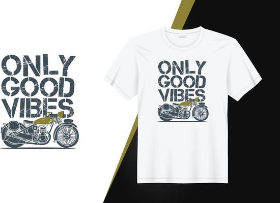 Only Good Vibes T-Shirt Design With Grunge Effect and Vintage old Car Illustration for T-shirt Printing cloth design vector