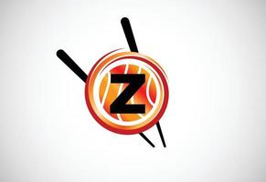 alfabeto inicial del monograma z en el círculo con palillos. emblema de la barra de sushi asiático. logotipo para sushi vector