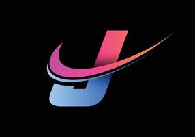 Initial letter J with a swoosh logo template. Modern vector logotype for business and company identity.