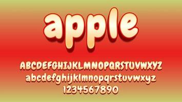 plantilla de diseño de efecto de texto editable de apple de palabra degradada 3d moderna vector