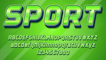 diseño de efecto de texto editable de deporte de palabra 3d verde degradado moderno vector