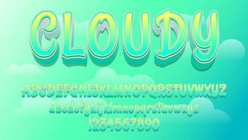 3d Gradient Colorful Word Cloudy Editable Text Effect Design Template vector