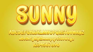 3d Gradient Yellow Word Sunny Editable Text Effect Design Template vector