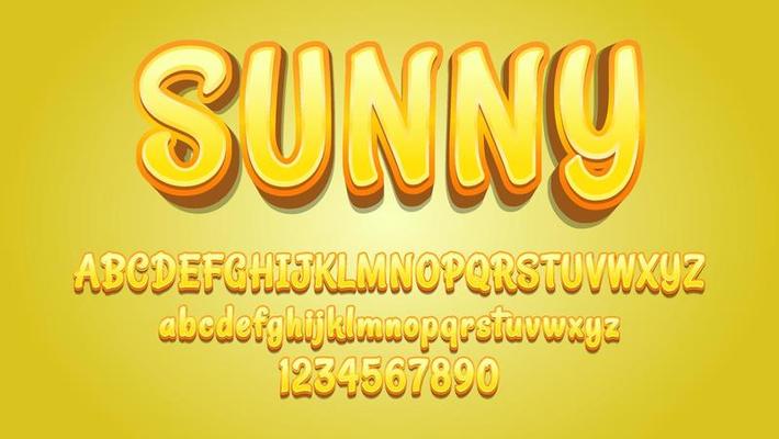 3d Gradient Yellow Word Sunny Editable Text Effect Design Template