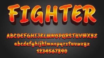 3d Gradient Word Fighter Editable Text Effect Design vector