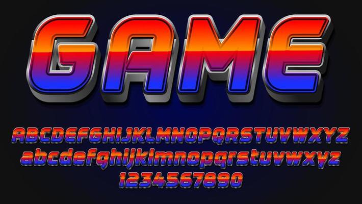 3d Modern Gradient Word Game Editable Text Effect
