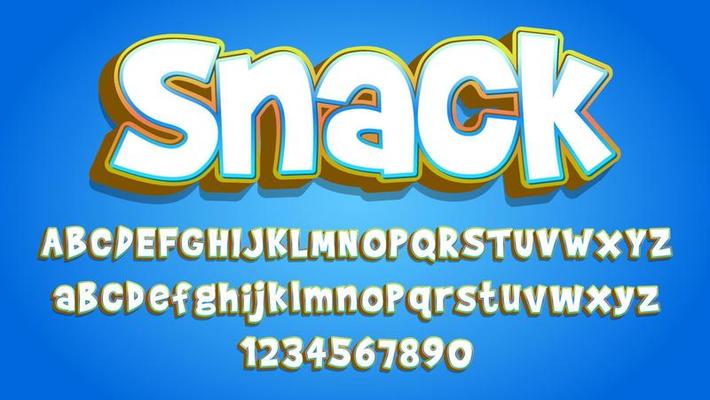 Modern 3d Word Snack Editable Text Effect Template