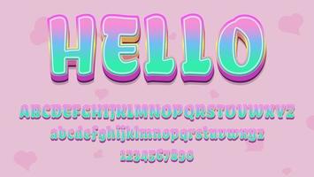 3d Gradient Colorful Word Hello Editable Text Effect vector