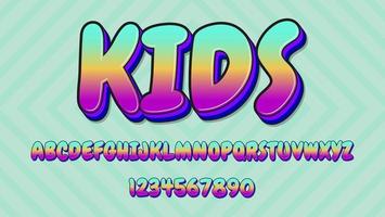 3d Colorful Word Kids Editable Text Effect Design Template vector