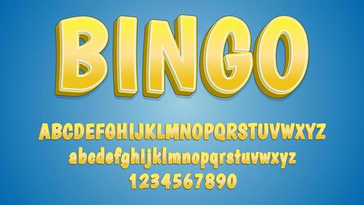 3d Gradient Yellow Word Bingo Fully Editable Text Effect Design Template