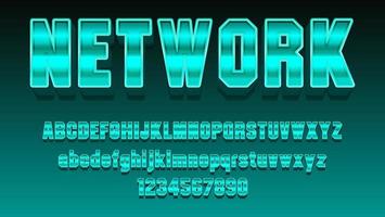 Futuristic 3d Gradient Word Network Editable Text Effect Design Template vector