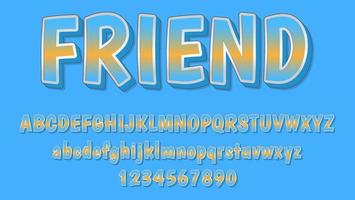 3d Gradient Blue Word Friend Fully Editable Text Effect Template vector