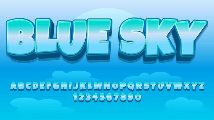 Gradient Modern 3d Blue Sky Editable Text Effect Design Template