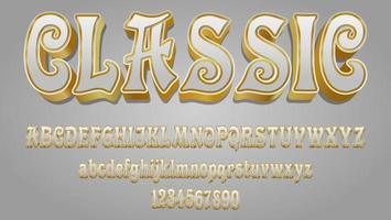 Modern Minimal 3d White In Gold word Classic Editable Text Effect Design Template vector