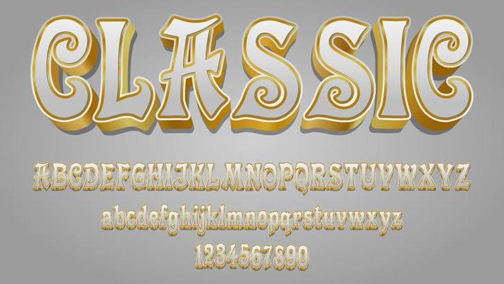 Modern Minimal 3d White In Gold word Classic Editable Text Effect Design Template