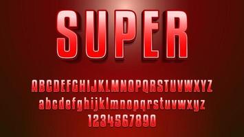 Modern Gradient Red 3d Word Super Editable Text Effect Design Template vector