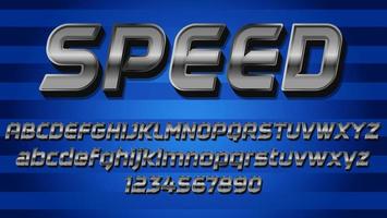 Modern 3d Metallic Word Speed Editable Text Effect Design Template vector